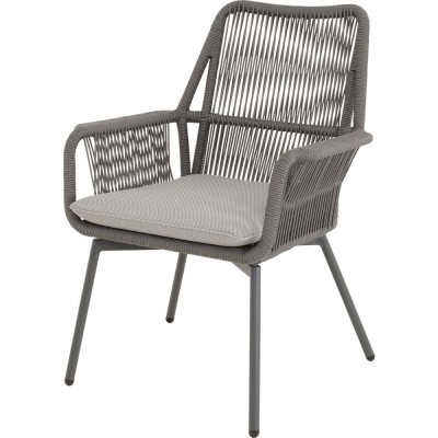 Krzesło ogrodowe Lesli Living Silas Grey – aluminiowe z oplotem Rope, szare