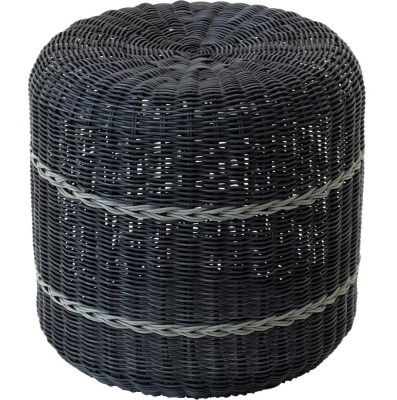Puf ogrodowy, podnóżek, stolik, kosz - Lesli Living Sjgon  Ø40 × 40 cm – technorattan, czarny