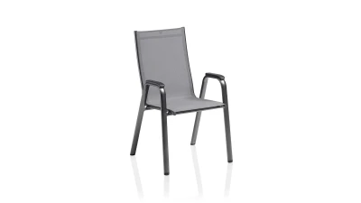 Kettler Cirrus Silver-Line Stapelsessel – aluminiowe krzesło ogrodowe sztaplowane z tkaniną Outdoorgewebe, antracyt
