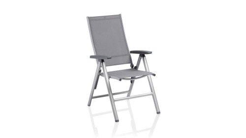 Kettler Cirrus Silver-Line Multipositionssessel – regulowane krzesło ogrodowe aluminiowe z tkaniną Outdoorgewebe, srebrne/antracytowe