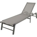 Leżak ogrodowy Lesli Living Lazzaro aluminiowy z regulowanym oparciem 193 × 56 × 31 cm antracyt