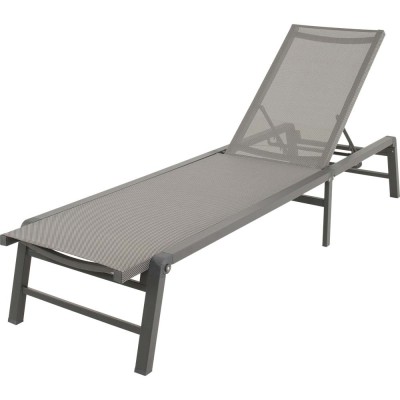 Leżak ogrodowy Lesli Living Lazzaro aluminiowy z regulowanym oparciem 193 × 56 × 31 cm antracyt
