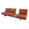 Lesli Living Loungeset Barbados Red Zestaw wypoczynkowy, modułowy – nowoczesny zestaw ogrodowy z funkcją narożnika, leżanki, aluminium i drewno tekowe FSC