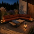 Lesli Living Loungeset Barbados Red Zestaw wypoczynkowy, modułowy – nowoczesny zestaw ogrodowy z funkcją narożnika, leżanki, aluminium i drewno tekowe FSC