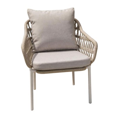 Krzesło ogrodowe sznurkowe Lesli Living Capri Wave - aluminiowe z oplotem Rope, beżowe