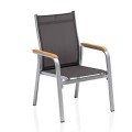 Kettler Granada Krzesło Ogrodowe Sztaplowane Aluminium i Tkanina Outdoor z Podłokietnikami Teak