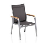 Kettler Granada Krzesło Ogrodowe Sztaplowane Aluminium i Tkanina Outdoor z Podłokietnikami Teak