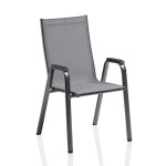 Kettler Cirrus Silver-Line Stapelsessel – aluminiowe krzesło ogrodowe sztaplowane z tkaniną Outdoorgewebe, antracyt