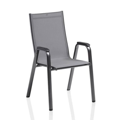Kettler Cirrus Silver-Line Stapelsessel – aluminiowe krzesło ogrodowe sztaplowane z tkaniną Outdoorgewebe, antracyt