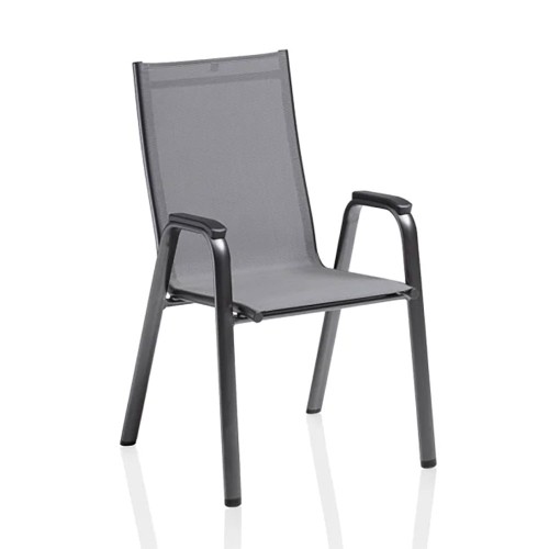 Kettler Cirrus Silver-Line Stapelsessel – aluminiowe krzesło ogrodowe sztaplowane z tkaniną Outdoorgewebe, antracyt