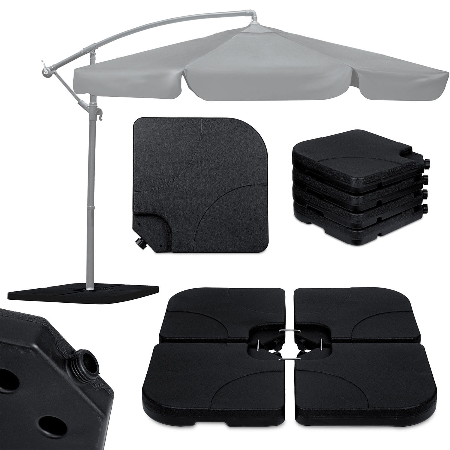 Podstawa parasola ogrodowego Plonos – czarna, wypełniana, stabilna