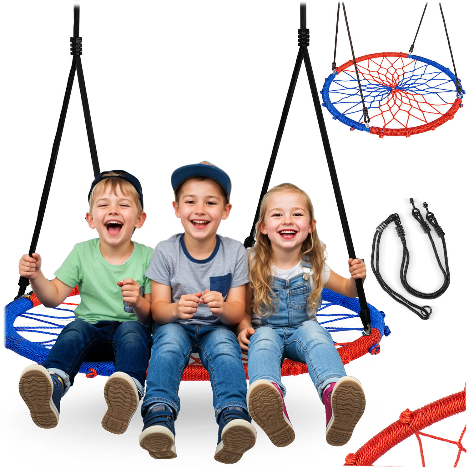 Huśtawka bocianie gniazdo Neo-Sport Swingo 95 cm niebiesko-czerwona – stylowy wypoczynek w ogrodzie
