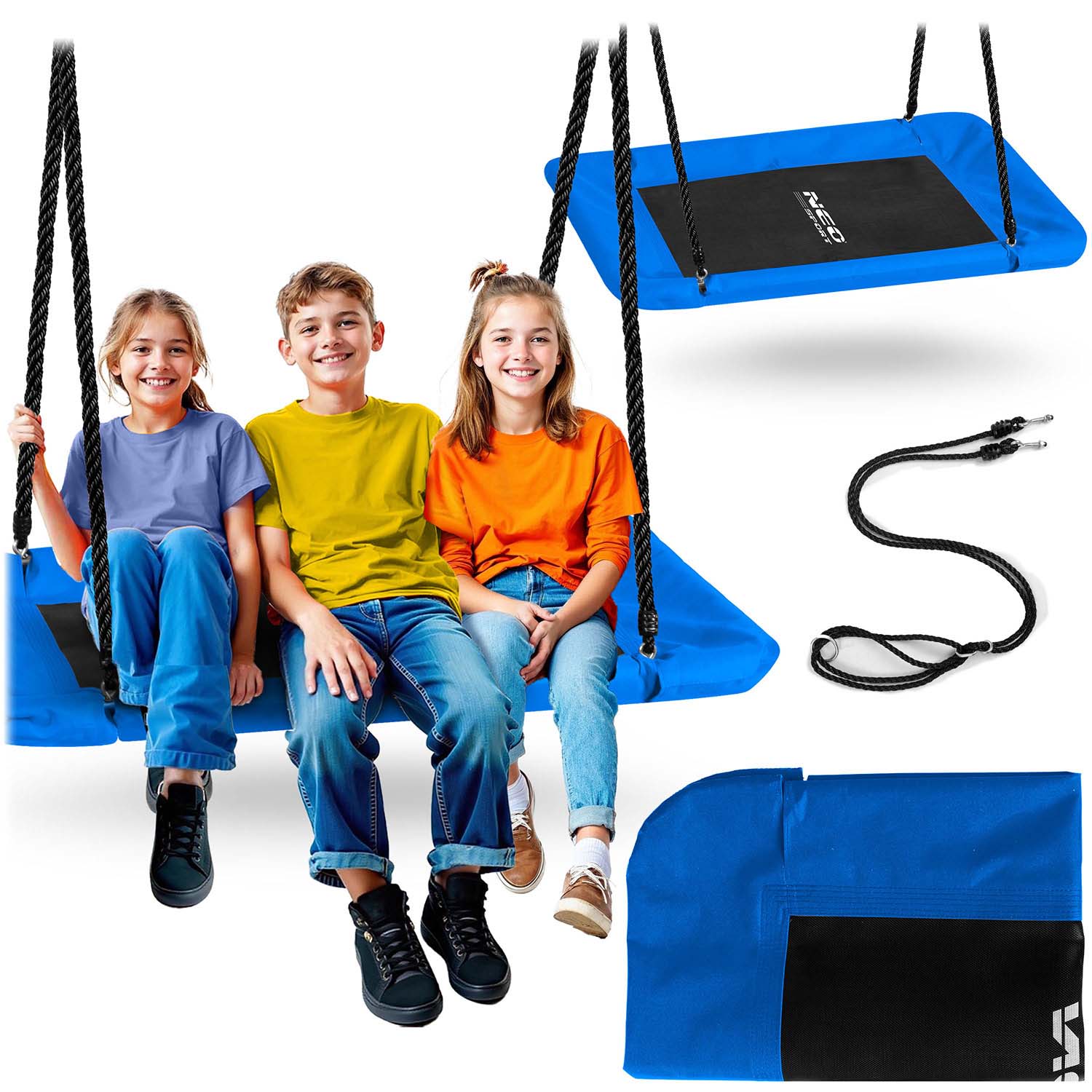 Huśtawka bocianie gniazdo prostokątna Neo-Sport Swingo 110 x 70 cm