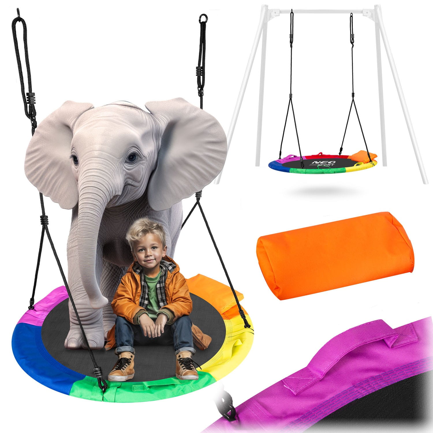 Huśtawka bocianie gniazdo Neo-Sport Swingo XXL 110 cm – relaks w dużym formacie