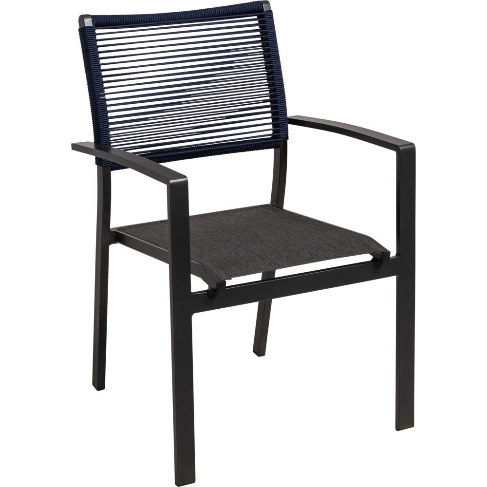Lesli Living Krzesło ogrodowe Vitolini Rope Blue sztaplowane – aluminium i plecionka rope